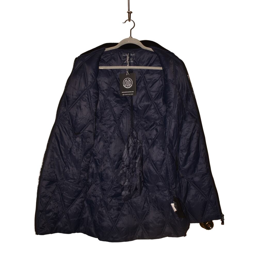 BERNARDO NEW $215 Knit Sleeve Diamond Quilt Puffer Coat Navy XS - Picture 5 of 7